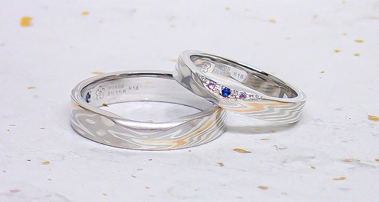 プラチナで作る結婚指輪(マリッジリング)　プラチナ×ピンクゴールドひとすじ×シルバーの結婚指輪